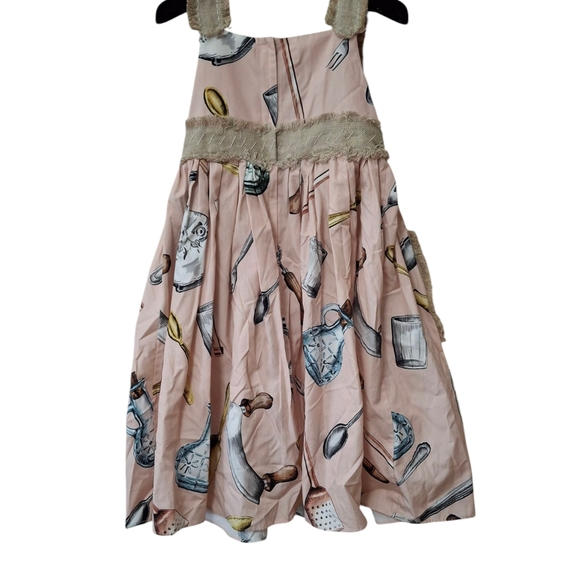 DOLCE & GABBANA girls 7/8 Kitchen Dress With Blue Gem Buttons - Picture 3 of 11